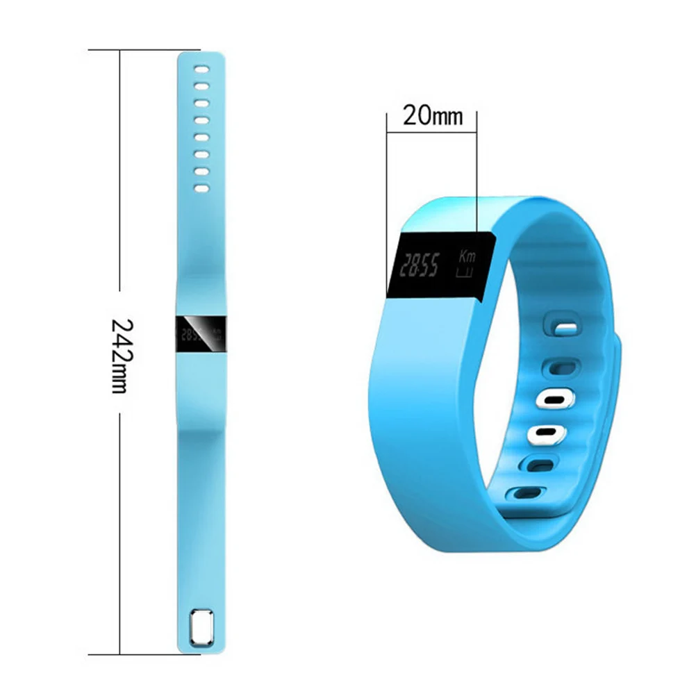 

Smart Bracelet Wristband Blue Silica Gel Pedometer Real Time Temp Sleep Monitor Mens Women Adjustable Band Step Counter Fitness