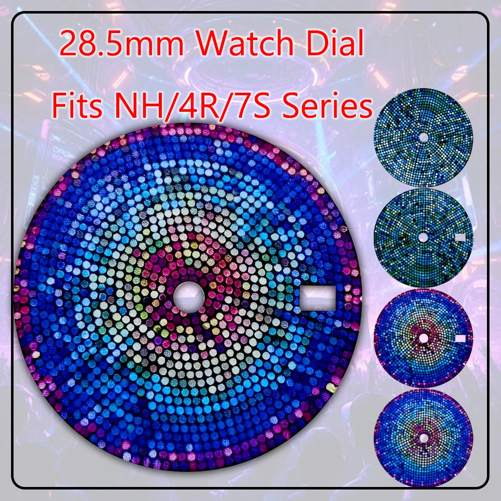 28.5mm 3D Starry Mosaic Watch Dial Fits NH35 NH36 4R35 4R36 NH34 No Logo No Lume Watch Modding Replacement Accessories