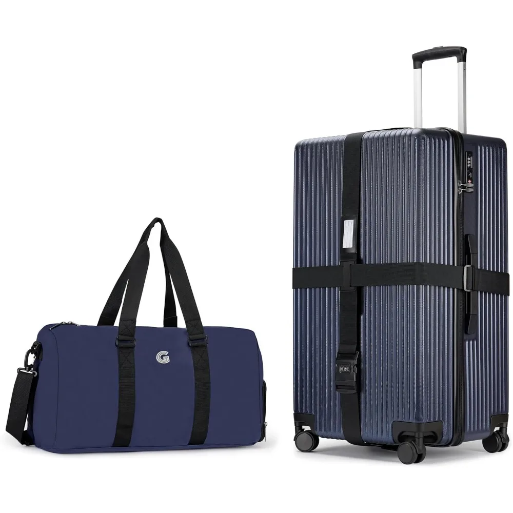 

ginzatravel Suitcase, 28 inch suitcase with wheel & Travel Bag & Suitcase Strap, Scratch resistant texture Lightweight PC materi