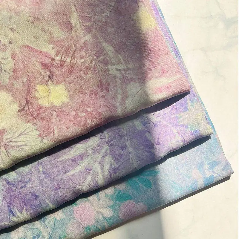 通気性のある植物性リヨセルリネンデジタルプリント生地シャツドレスチャイナドレス服地デザイナー素材ソフトドレープ織り