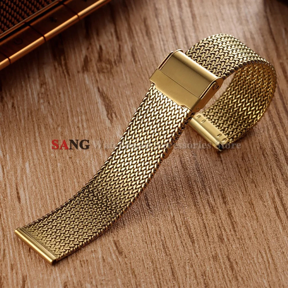 16mm 18mm 20mm Faltschnallen-Mesh-Uhrenarmband Edelstahl-Uhrenarmbänder Smartwatch Modisches Armband Metall Wasserdichtes Handgelenkband – Detail 6