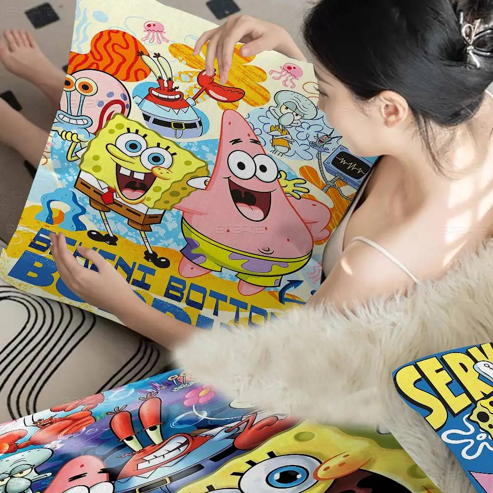 

S-Sponge B-Bob Anime Cushion Cover Pillow Cover Decor Pillowcase Printed Cushion Case For Couch