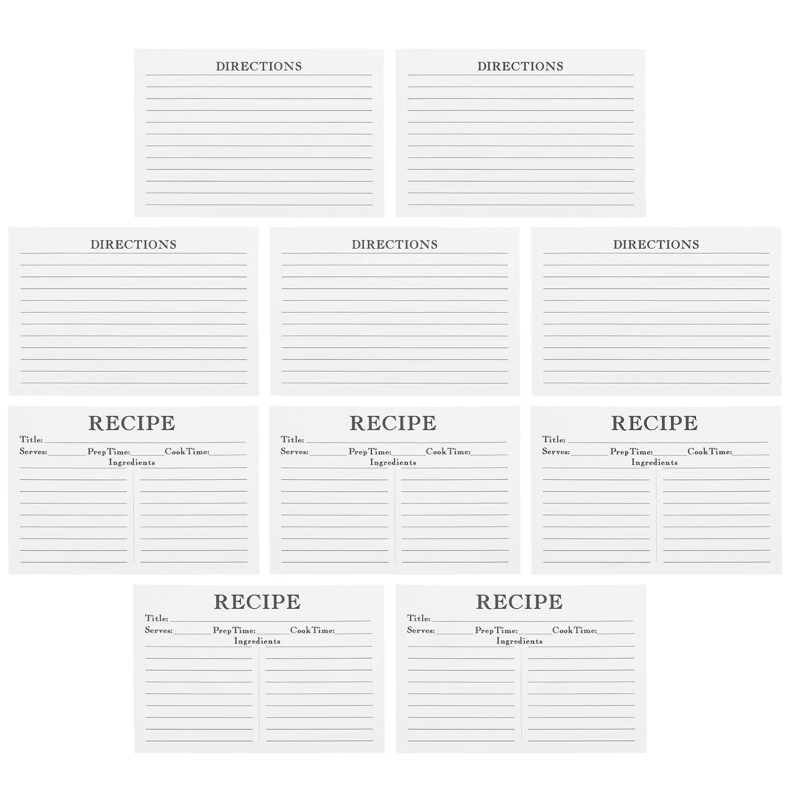50Pcs Blank Dietary Cards Lightweight Recipe Paper Sheets for Cooking Notes Vocabulary Tracking Meal Planning Journaling Home