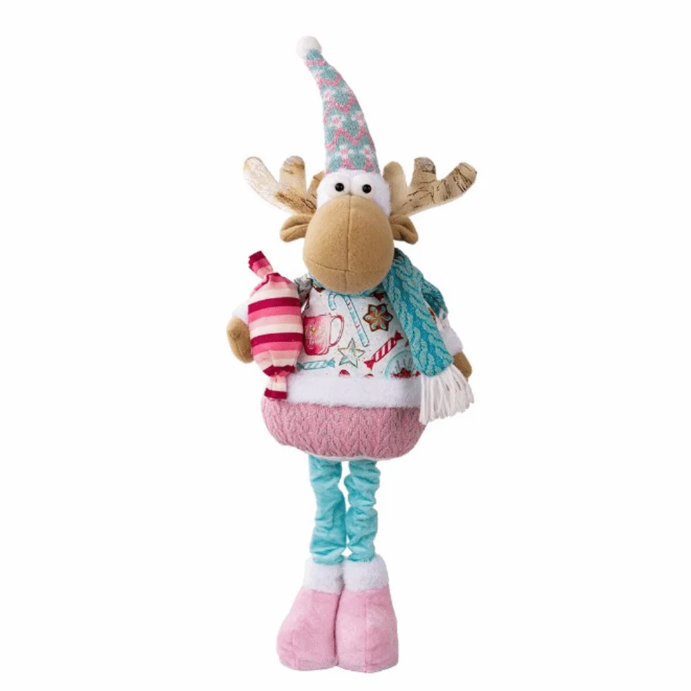 

Creative Christmas Doll Ornaments Pink Cartoon Retractable Legs Doll Decoration Snowman Cute Santa Claus Retractable Doll