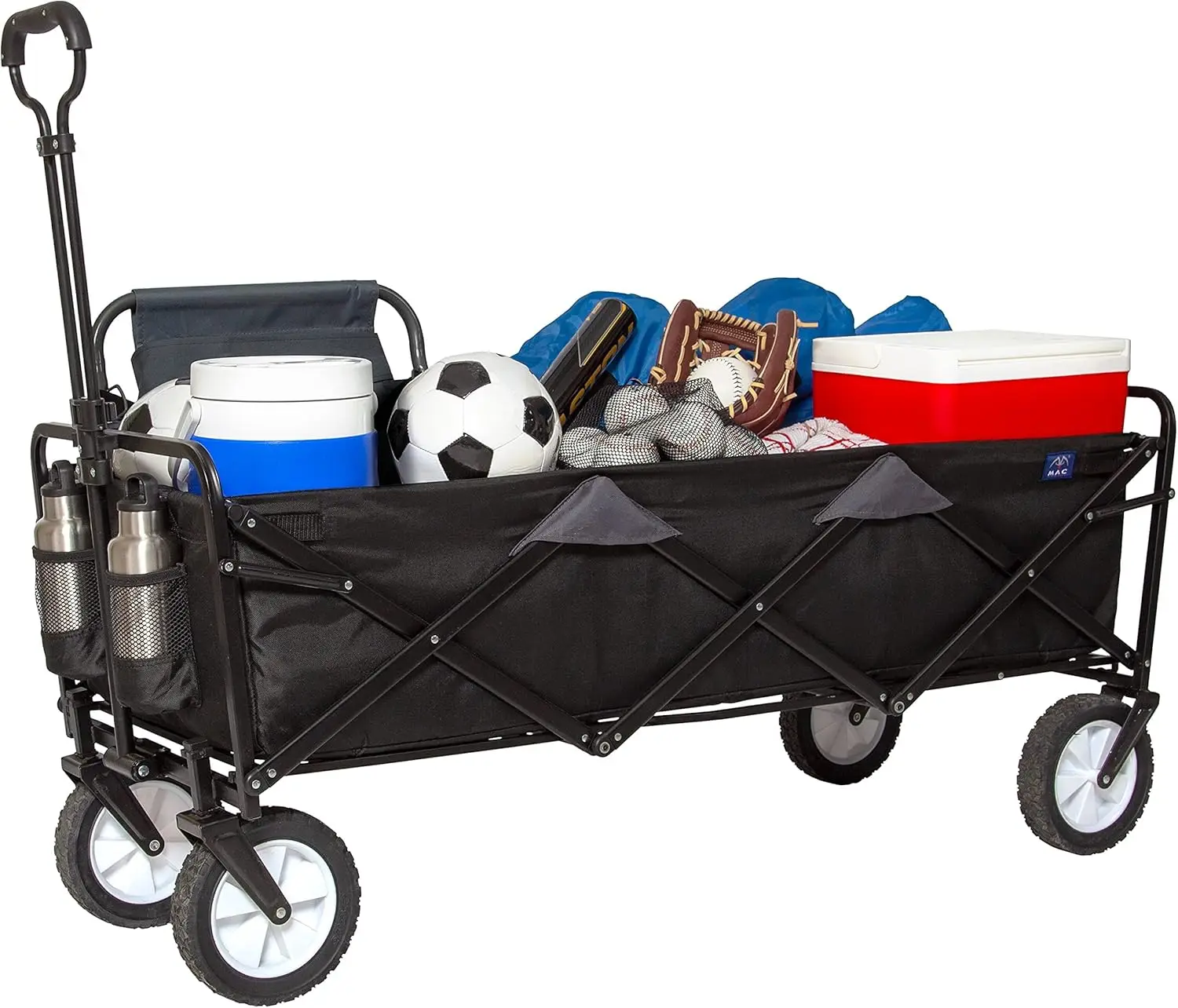 

Large Capacity Folding Wagon with Storage Bag, Adjustable Handle & Locking Wheels, Holds 150 Lbs