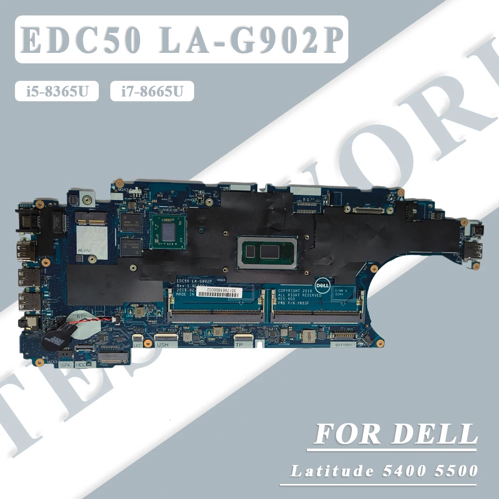 EDC50 LA-G902P For Dell Latitude 5400 5500 Laptop Motherboard With i5-8365U i7-8665U CPU CN-02WW69 055XW8 Mainboard 100% Tested