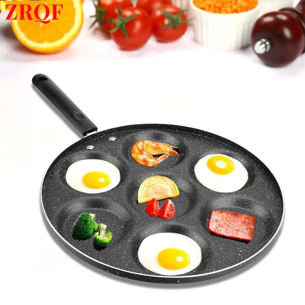 4/7 Cups Pancakes Frying Pans Breakfast Egg Pan Durable Non-stick Pan Holes Cooking Egg Ham Pans Pancak Maker Pan Cookware