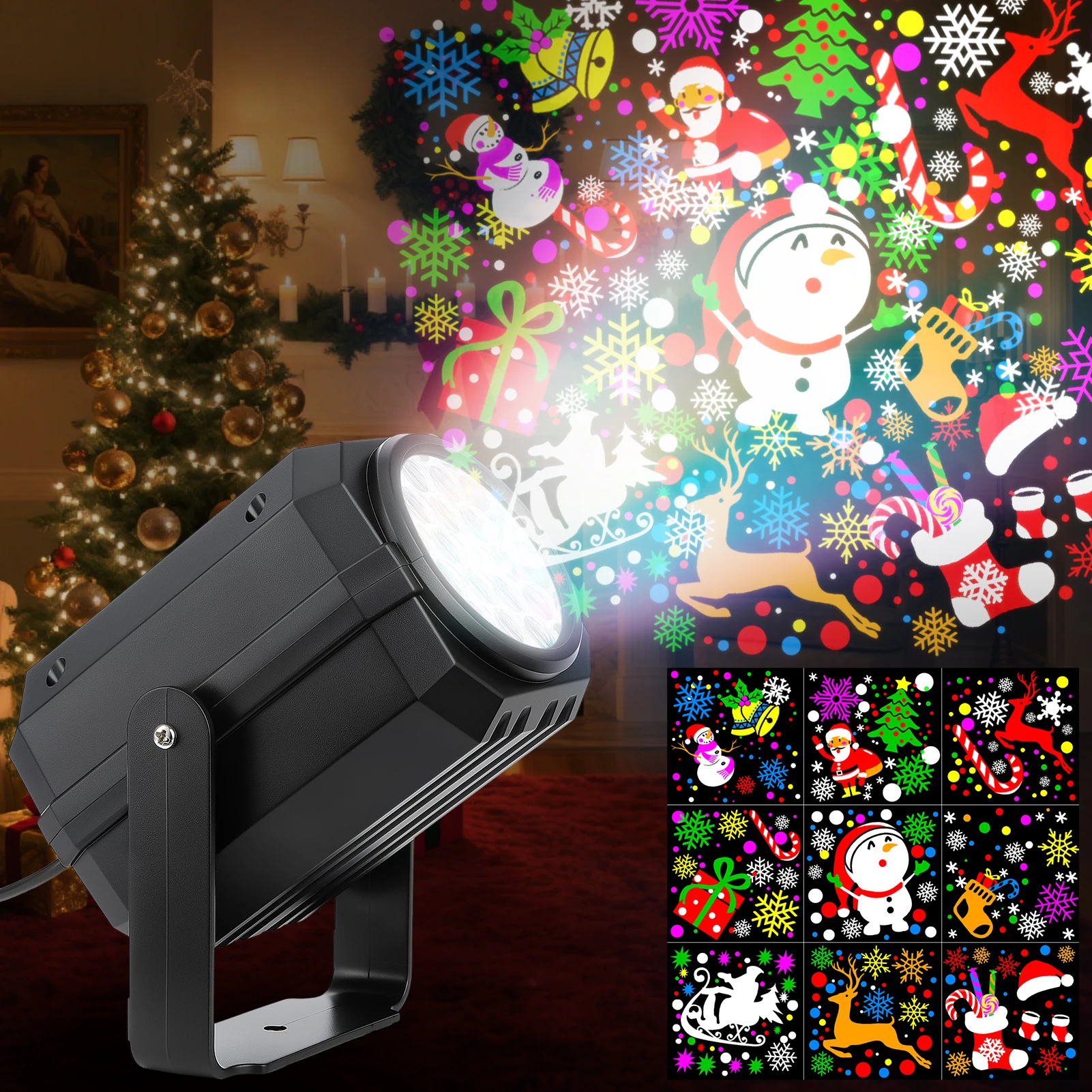 Christmas Projector LED Snowflake Light Rotatable Wall Projection Lamp for Party Supplies Atmosphere Home Decor Durable