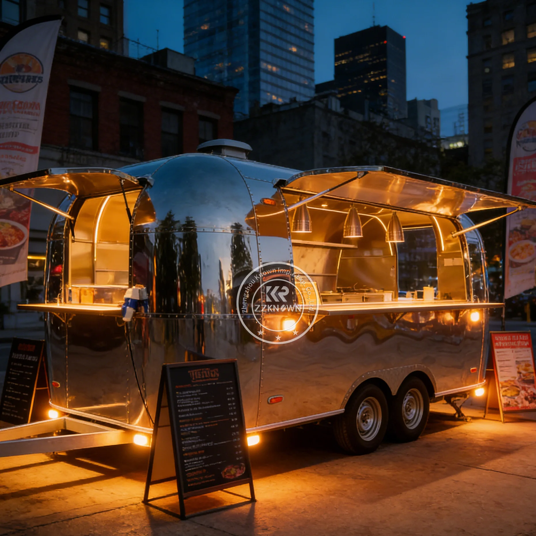 Camión de Comida Comercial para Venta Ambulante, Remolque de Comida Móvil con Equipamiento de Cocina Comercial