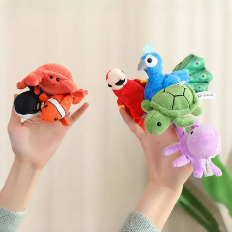 9CM Mini Fingerpuppen Lernspielzeug Für Kinder Hand Cartoon Vögel Meerestiere Plüschpuppe Handpuppen Erzählen Geschichte Geschenke – Detail 5