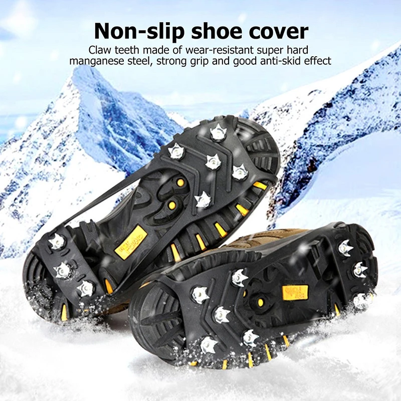 2pcs Strong Grip 5/8/10 teeth Anti-Skid Snow Ice Climbing Spikes Ice Grips Cleats Crampons Winter Climbing Anti Slip Shoes Cover