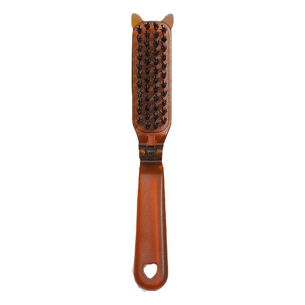 Pente de cabelo portátil dobrável com cerdas de javali, massageador do couro cabeludo e acessório de estilo de cabelo para viagem, escova de massagem e desembaraço m4n4
