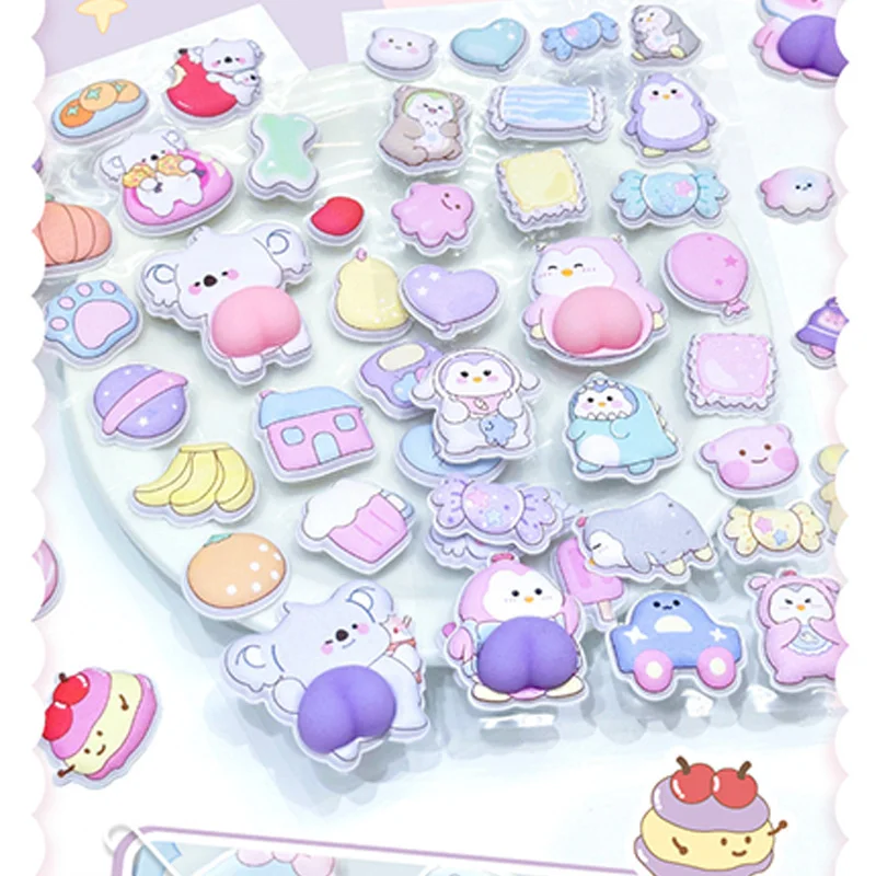 1pc Cute Cartoon Animal 3D Butt Fun Sensory Stickers for DIY Scrapbook Phone Case Decoration Birthday Gift Reward Supplies