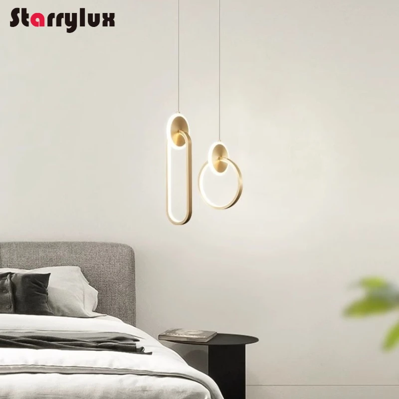

Modern Minimalist Pendant Light - 3-Color Dimmable LED Chandelier for Bedroom/Bar