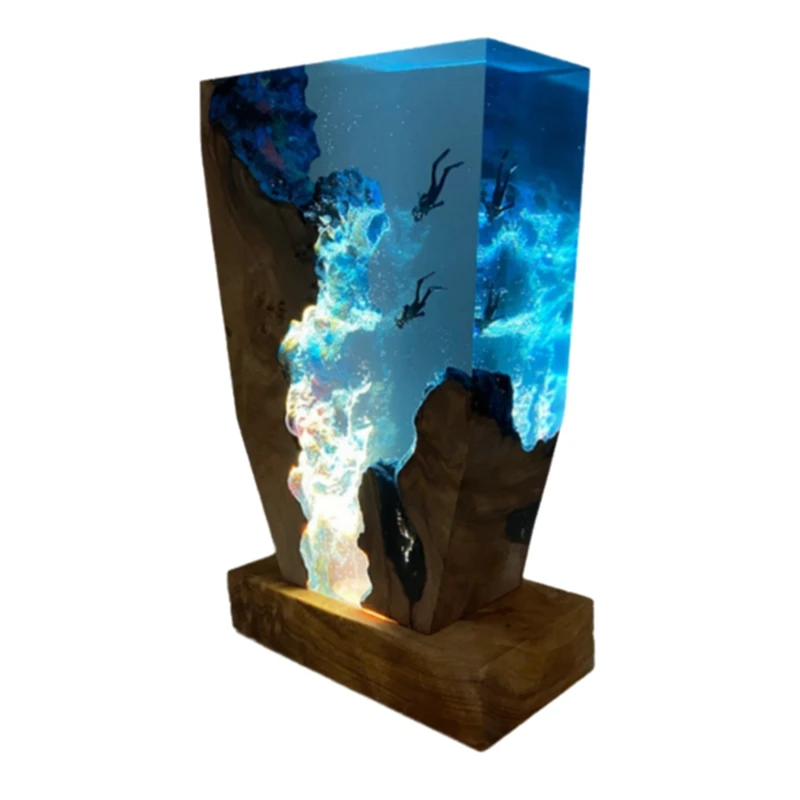 Seabed Exploration Organism Resin Table Light 2 Divers Resin Table Light Seabed Exploration Theme Night Light 6x4 Inches-ABHG