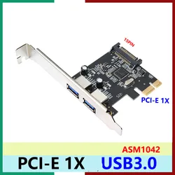 Add On Cards SuperSpeed 10Gbps USB 3.1 2 Port PCI-E Express Card 15pin SATA Power Connector PCIE Adapter ASM1042 Chipset USB HUB