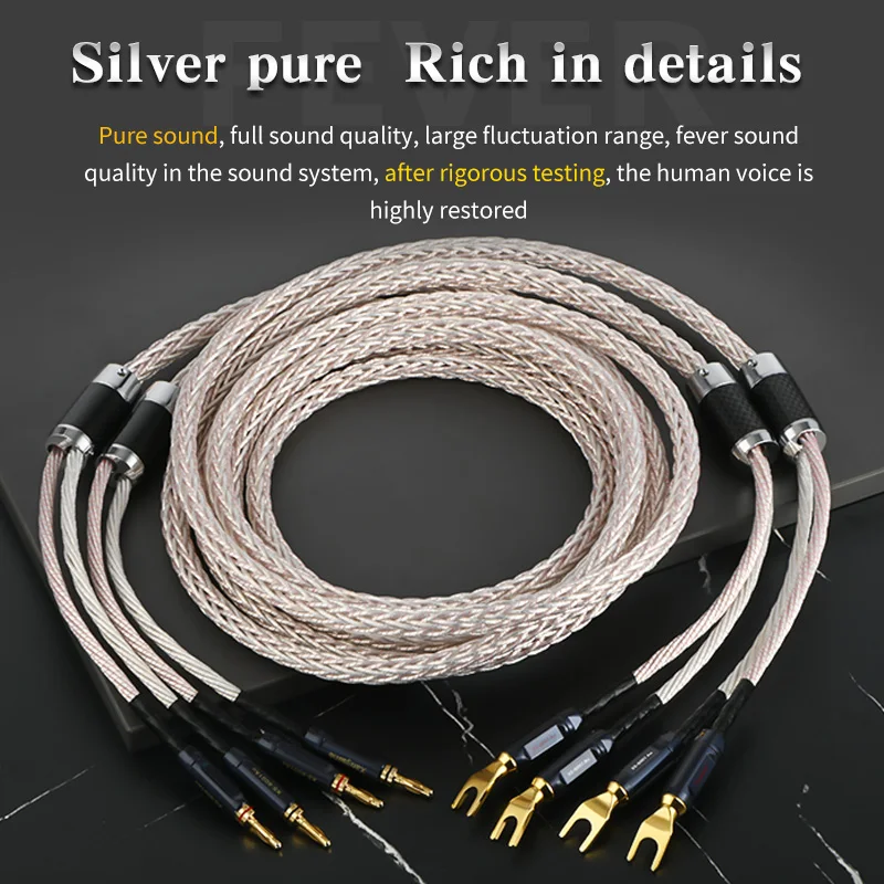 

New Audiophile Microspace Monocrystalline Copper Silver-plated Audio Speaker Cable Pure Copper Gold-plated Plug HIFI Speake