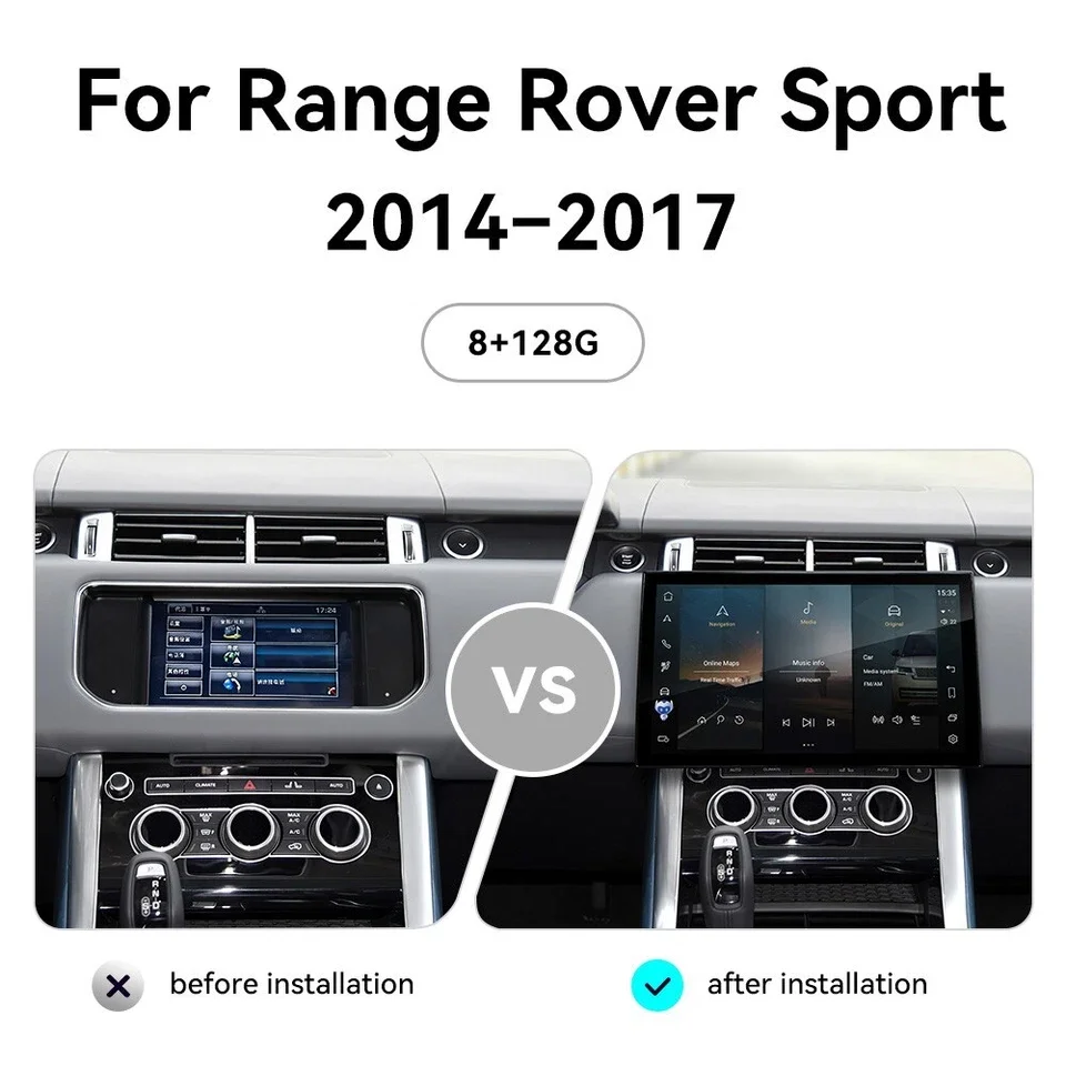 13.3 Inch Android 14 For Land Rover Range Rover Sport L494 2014-2017 Wireless CarPlay Auto Keep OEM Menu Original Car Compatible