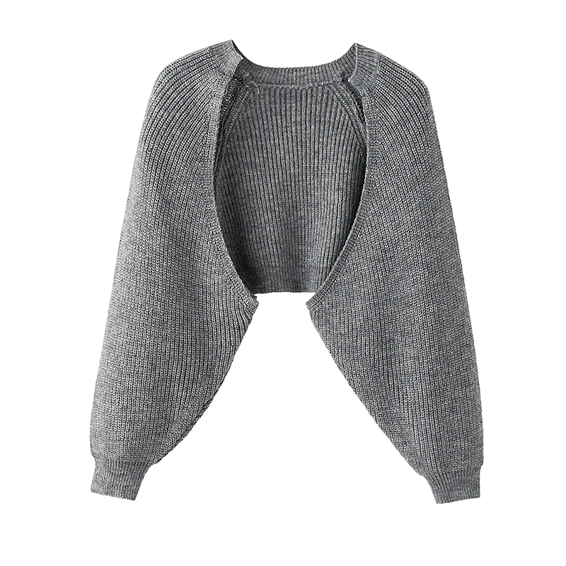 Knitted Shrug for Women Long Sleeve Open Front Bolero Jacket Cropped Cardigan Sweater Teen-girl Y2K 90s Outfit