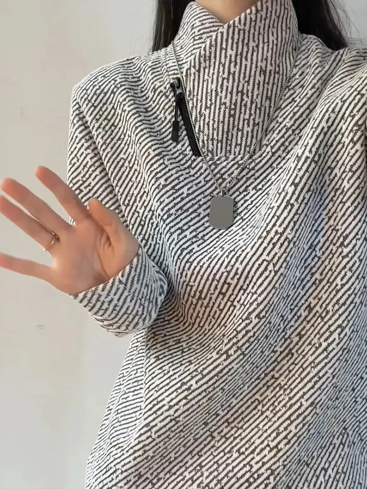 

Теплая толстовка на молнии с воротником-стойкой, на флисовой подкладке, осенне-зимняя, модная, в полоску, базовый слой