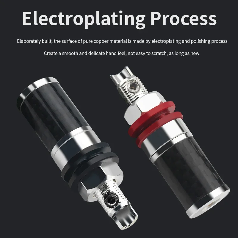 Terminal decodificación de amplificador de fibra de carbono Chapado en plata, poste de encuadernación de cobre, conector Banana, accesorio de Audio, 4 Uds.