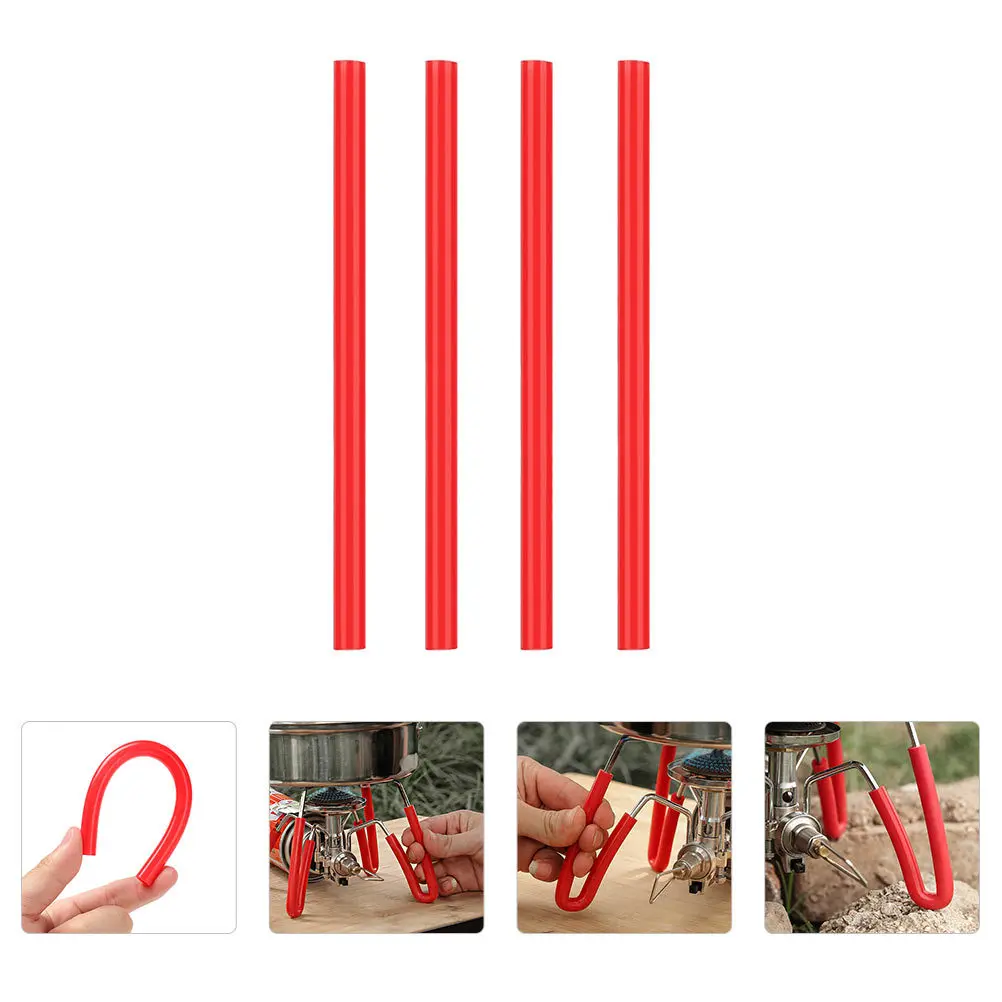 

4pcs Silicone For Stove Non-Slip Furnace Leg Non-Slip Silicone Hose Tube Heat Resistant Outdoor Camping Supplies Red