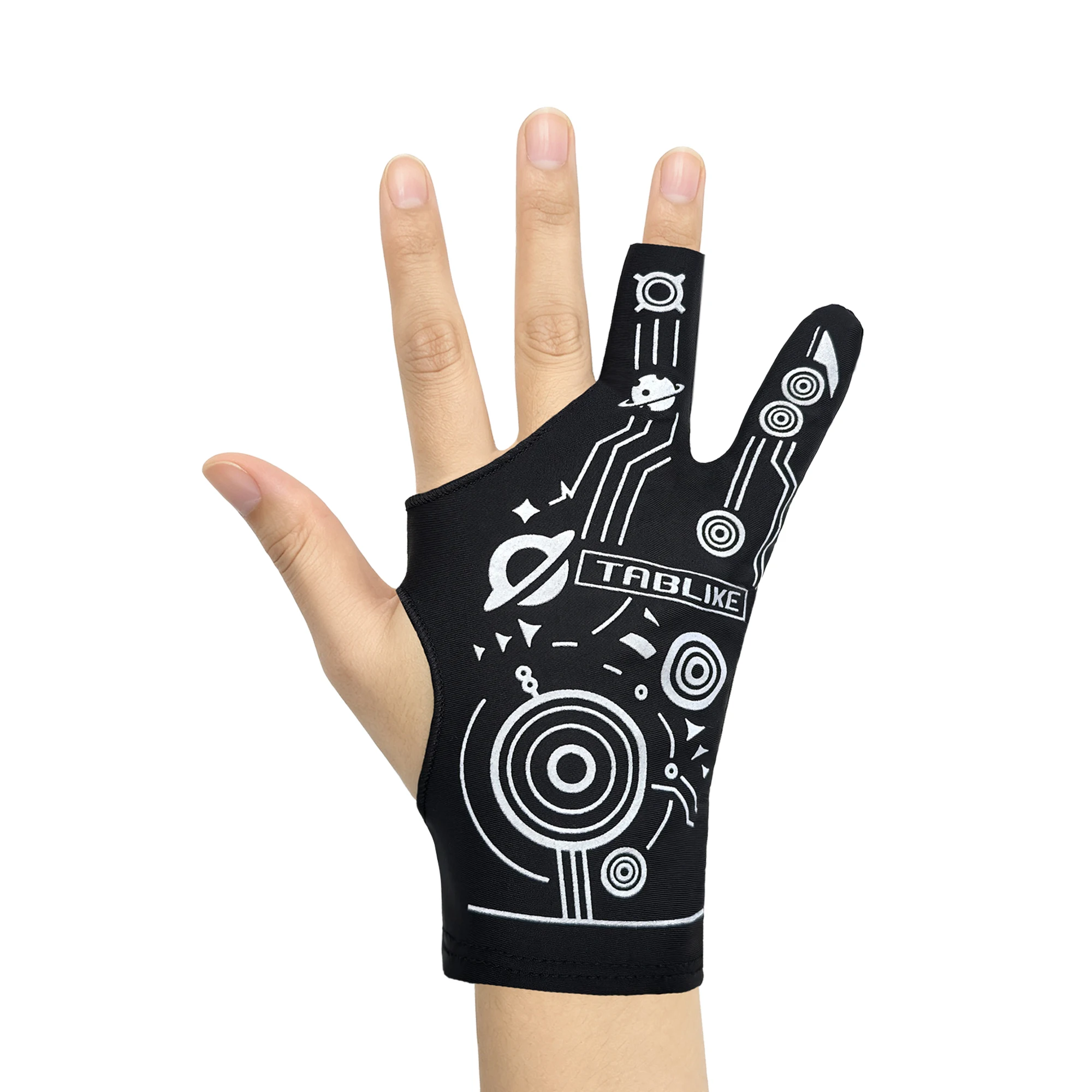 TABLIKE Drawing Glove,Two-Finger Artist Glove with Cool Space Designs Suitable for Right &Left Hand for Xppen Huion Wacom Tablet