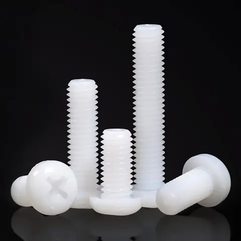 10/ 20/ 50szt Czarny Biały Nylon Plastik Phillips Pan Head Cross Round Śruba M2 M2.5 M3 M4 M5 M6 M8 długość 4-50mm