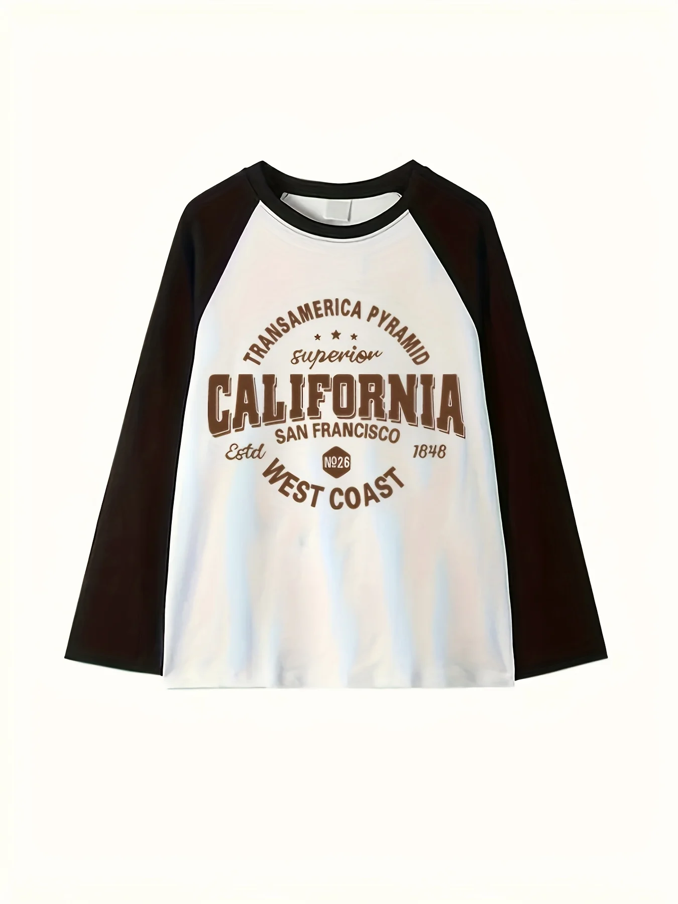 Y2K Raglan Long Sleeve Women's Casual T-Shirt Individual English Pattern Print Round Neck Tops for Daily Wear Clothes Female