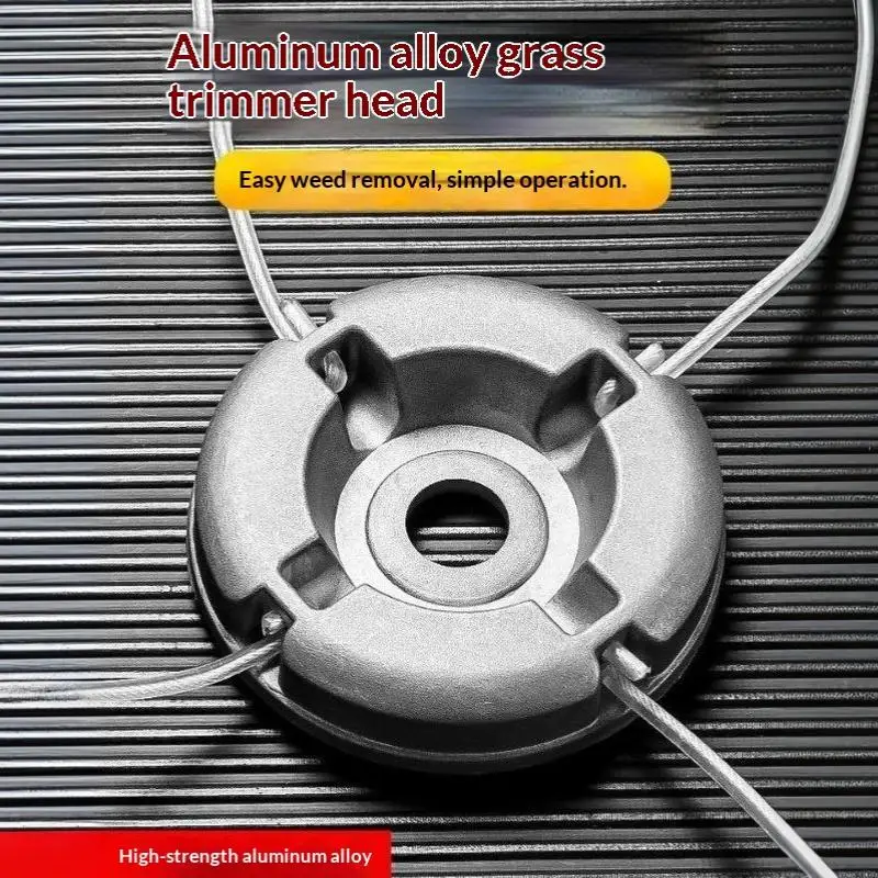 Universeller Rasentrimmerkopf aus Aluminium mit 4 Fäden, Rasentrimmerkopf mit Gewinde, Nylon-Schnur für Rasenmäher, Silber – Detail 4