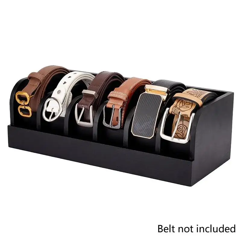 

1PCS Wooden Belt Storage Box Bamboo Organizer with Dividers for Closet Belt Rack and Holder