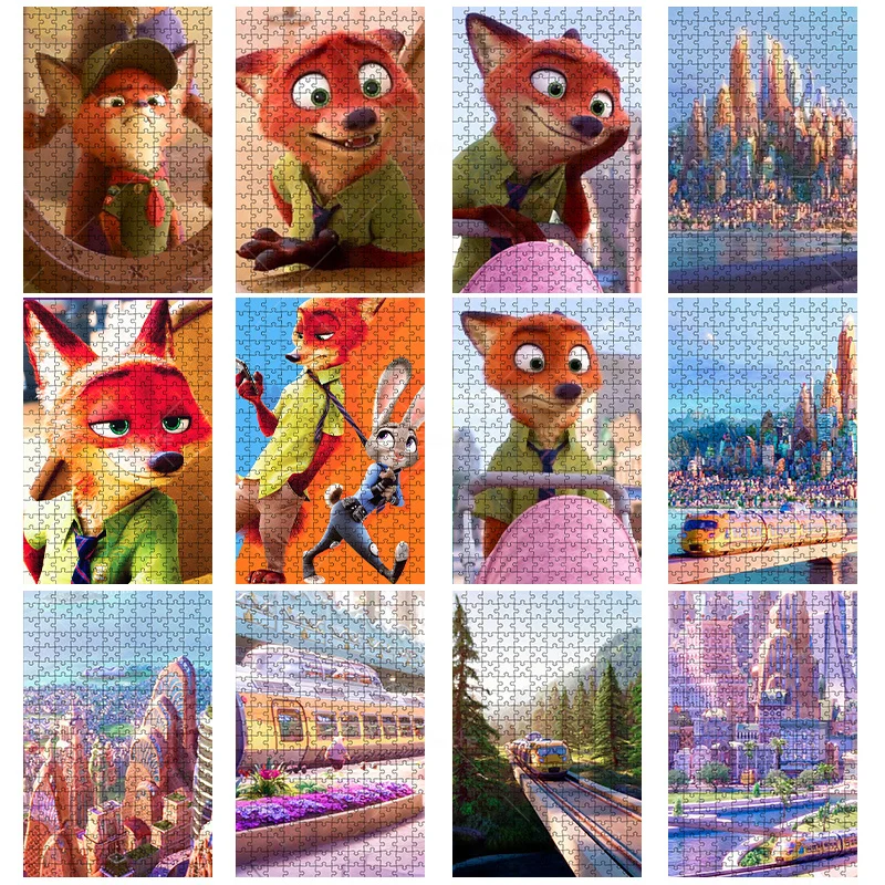 Zootopia Nick Fox City Scene 1000PCS Puzzles Disney Cartoon Puzzle Game Teens Like Wooden Jigsaw For Gifts Room Desk Ornament