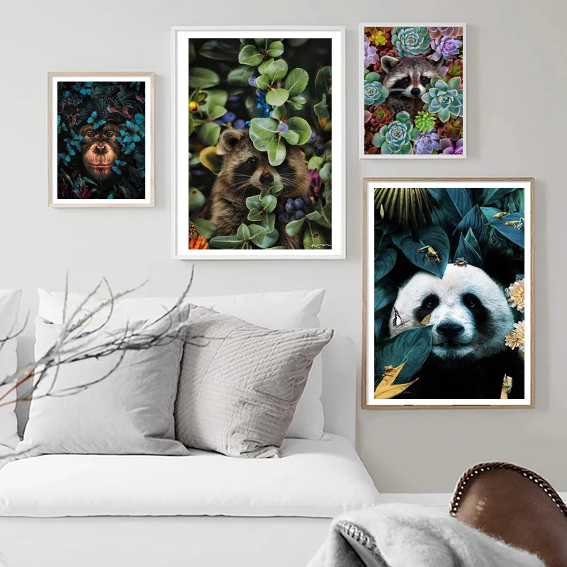 Flower animal head high definition micro spray canvas painting living room bedroom decoration painting