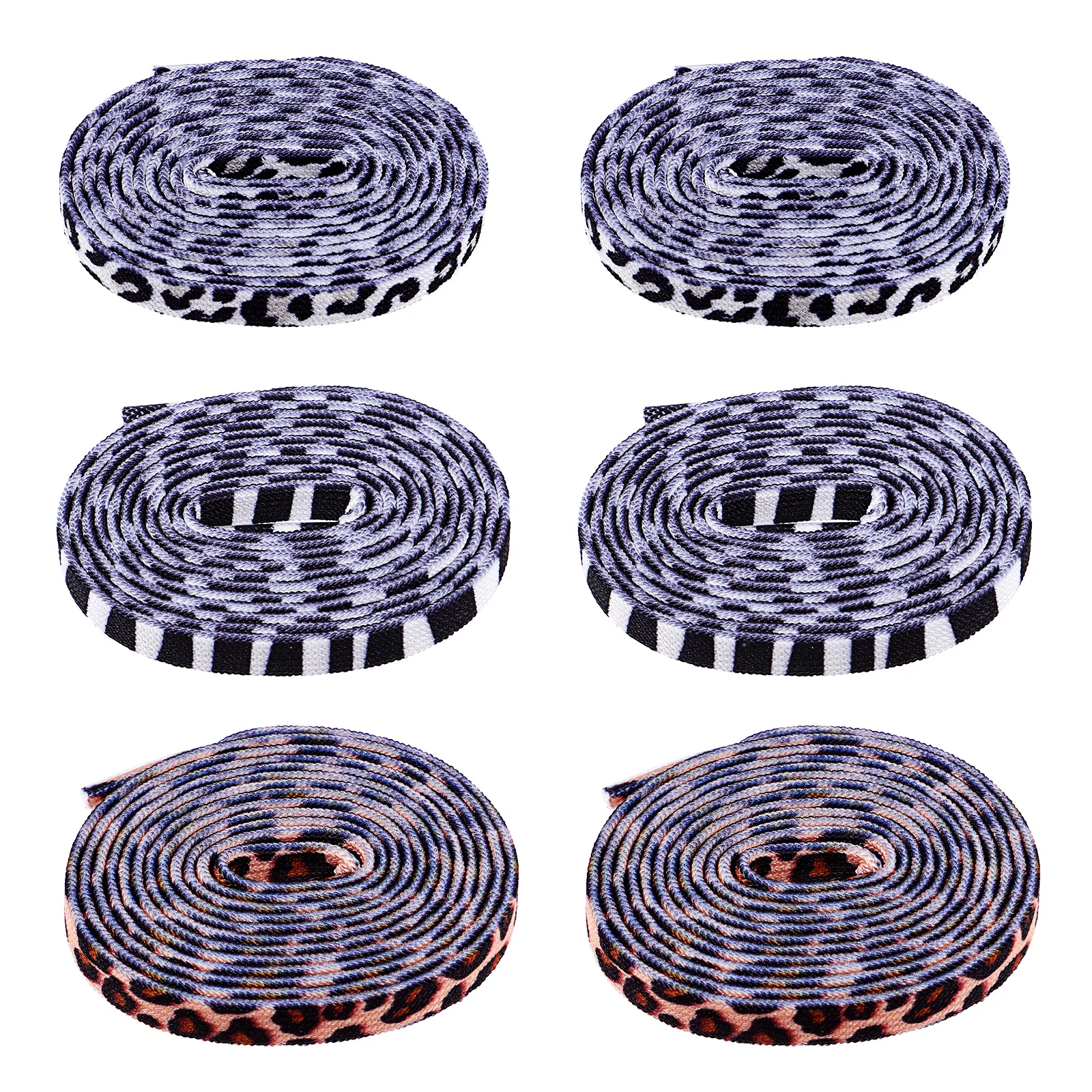 

3Pairs Animal Pattern Flat Shoelaces Elastic Thick Printed Shoe Strings for Sneakers Flats Casual Sports Zebra Leopard Cow Skin