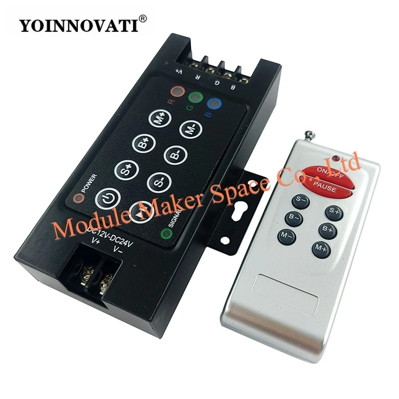 RFT8 30A 360W High Power LED Dimmer Controller, 8-Key RF Wireless Remote Control Switch DC12-24V for RGB LED Strip Lights