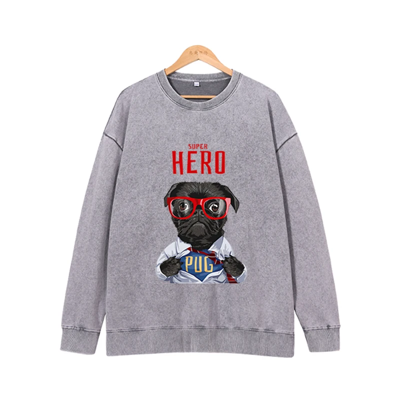 Cartoon Dog Creative Top Men's Autumn/Winter Plush Fashion Multi functional Long sleeved Sports Top Long sleeved