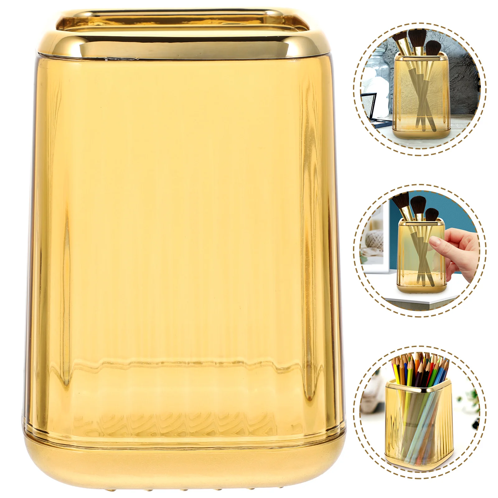 

Clear Makeup Organizer Brush Holder Pen Cup Desk Organizer Vanity Storage Easy Access Makeup Brush Holder