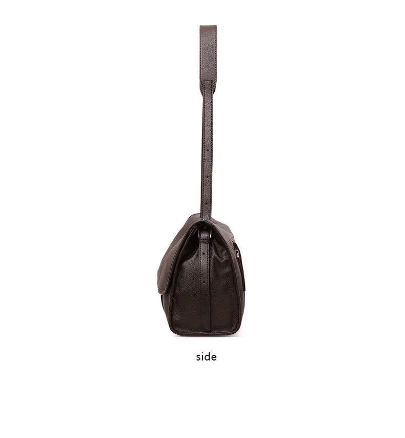 Große Kapazität, mehrere Taschen, Rindsleder, Damen-Umhängetasche, Litchi-Muster, Umhängetasche mit Klappe, verstellbarer Schultergurt, Alltagstasche – Detail 9
