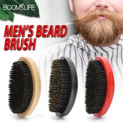Cepillo Barba Wave Brush For Men Comb Beard Brush Boar Bristle Crown Curved 360 Wave Wood Beard Comb Men Shaving Tools