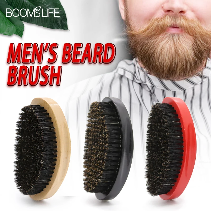 Cepillo Barba Wave Brush For Men Comb Beard Brush Boar Bristle Crown Curved 360 Wave Wood Beard Comb Men Shaving Tools