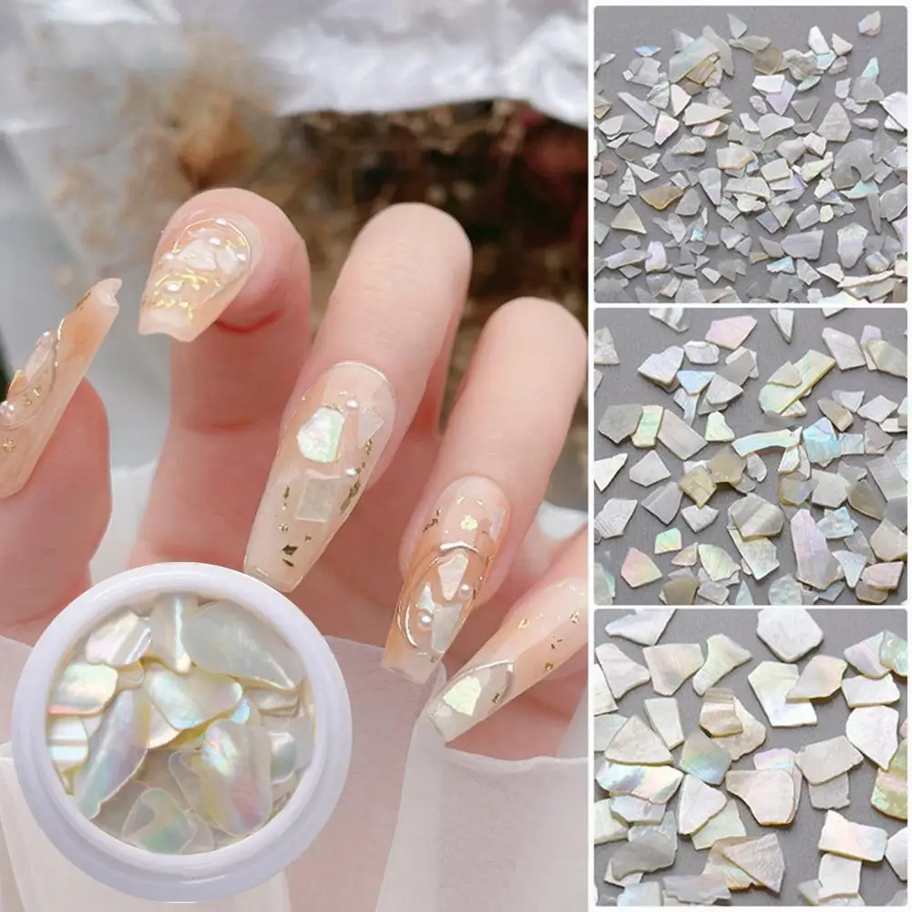 1 caixa bonita natural abalone casca peças da arte do prego flocos de unhas leve diy manicure ferramentas