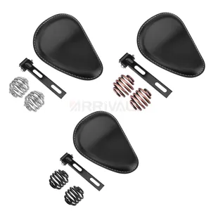 Motorrad -Leder -Sattelsitz, schwarzes Leder -Retro -Solo für Harley Custom Chopper Bobber Honda Yamaha Kawasaki Suzuki 8 Hauptverkaufslyder - №1