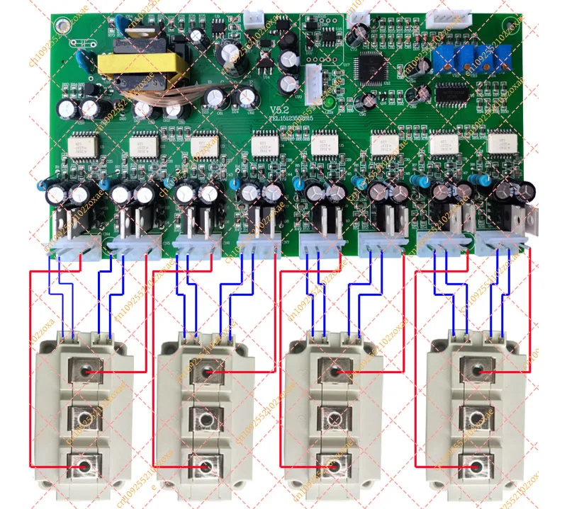 Three phase four bridge arm sine wave IGBT module driver board