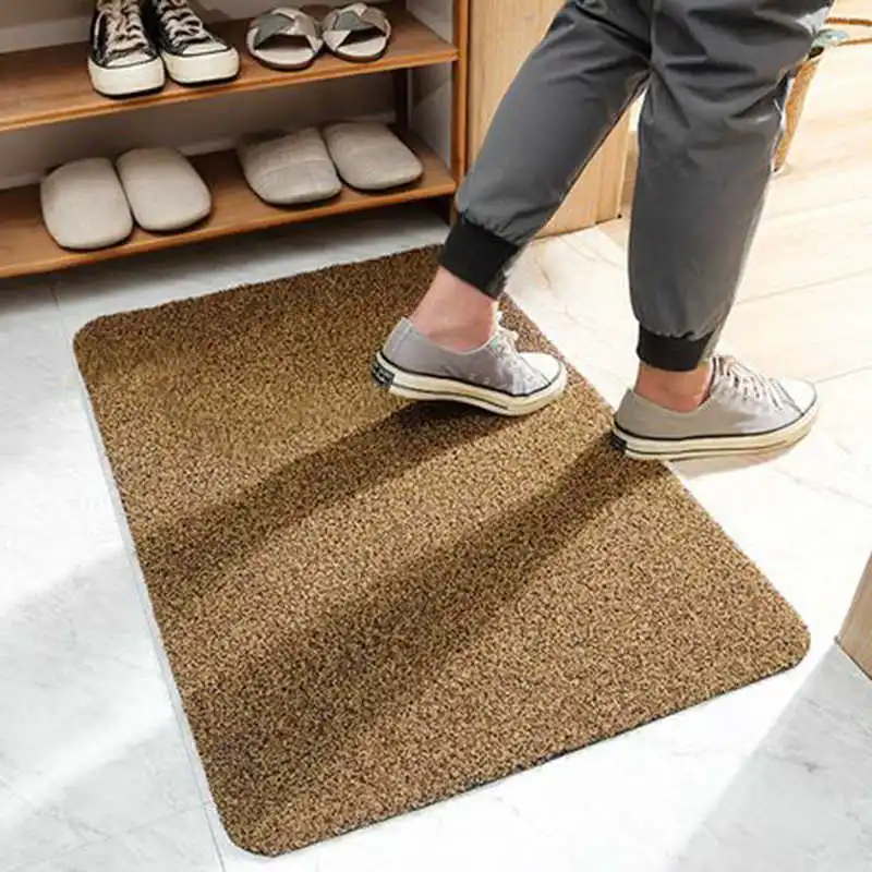 

Polyester Fiber Doormat Front Door Mat Carpet 40x60cm Black Coffee Durable Waterproof TPR Anti-Slip Floor Rug Home Decoration