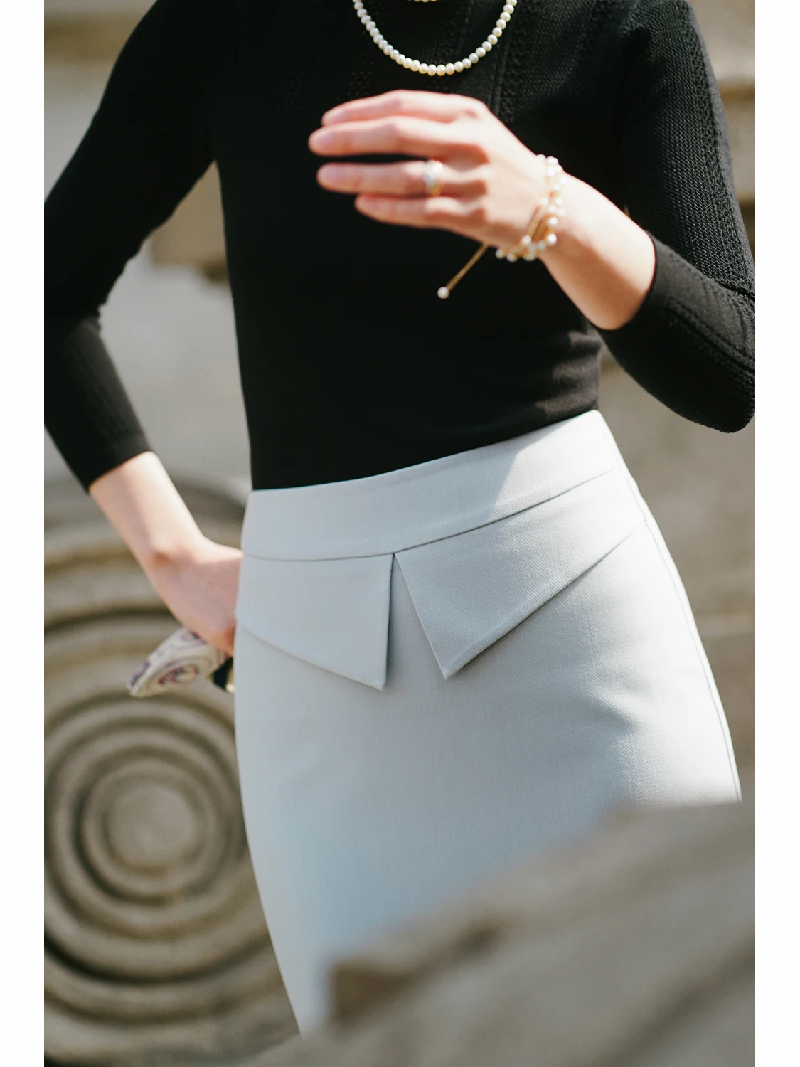 

Юбка-боди Miaou Boutique с высокой талией, декоративным поясом, винтажный стиль, облегающая, из смесовой ткани (полиэстер, вискоза, шерсть)