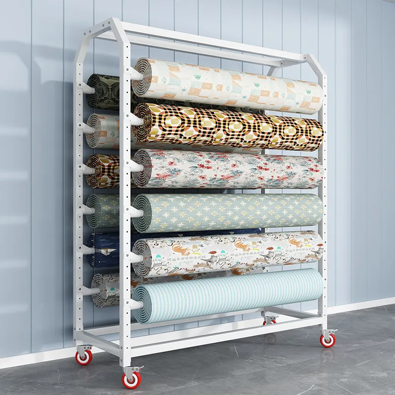 Textile Fabric Display Rack Cloth Roll Belt Cutting Knife Shelf Tablecloth Leather Display Rack Film Floor Shelf