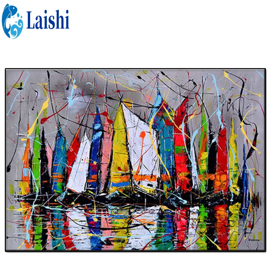 

Abstract doodle sailing boat diamond painting full square diamond round diamond embroidery mosaic home decoration new year gift