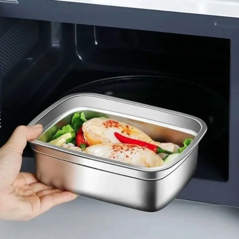 

316 Stainless Steel Lunch Box Microwaveable Leak-proof Food Storage Box Sealed Rectangular Food Container Refrigerator