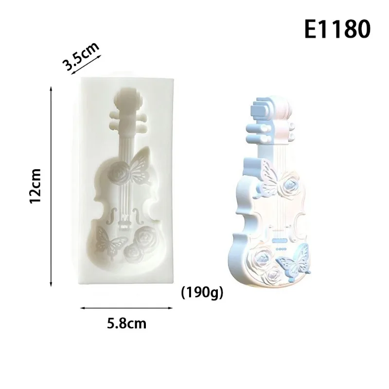 European-style Carved Butterfly Love Flower Violin Handmade Mold Gift Souvenir Fragrance Decoration Silicone Mold Silicone Molds 4