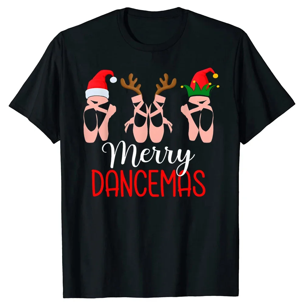 

Merry Dancemas Ballet Pointe Shoes Christmas Dancer T Shirt Soft Cotton Crewneck Tee for Men